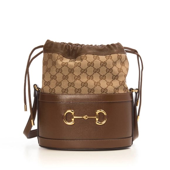 Gucci Brown Bucket GG Chocolate Horse Bit 1955 Calfskin Leather Handbag Bag NEW main image 5